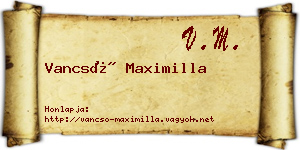 Vancsó Maximilla névjegykártya